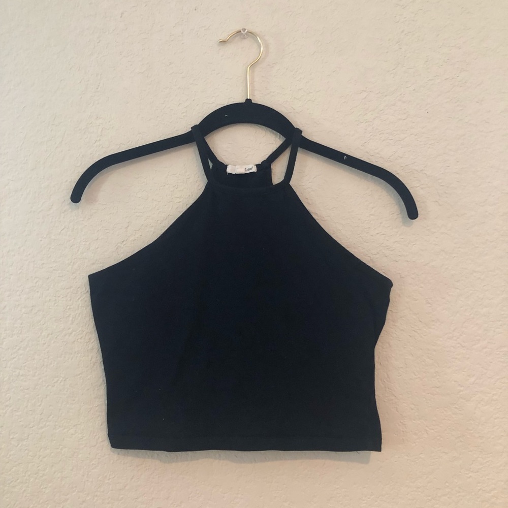 Wet Seal Black Halter Crop Top